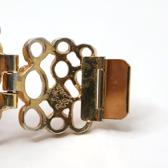 Vintage Robert Larin Gold Tone Brutalist Modernist Bracelet Designer Signed 60s - Picture 8 of 14